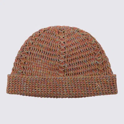 Valentino Garavani Multicolored Crochet Hat Men In Brown