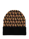 Valentino Garavani Women Printed Cashmere Beanie Hat In Black