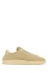Valentino Royco Shearling Round Toe Flat Sole Sneakers In Green