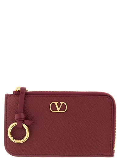 Valentino Garavani Card Case In Burgundy