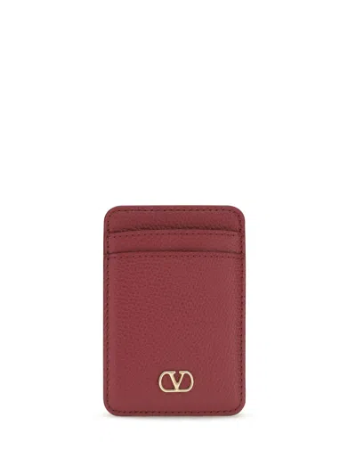 Valentino Garavani Card Case In Burgundy