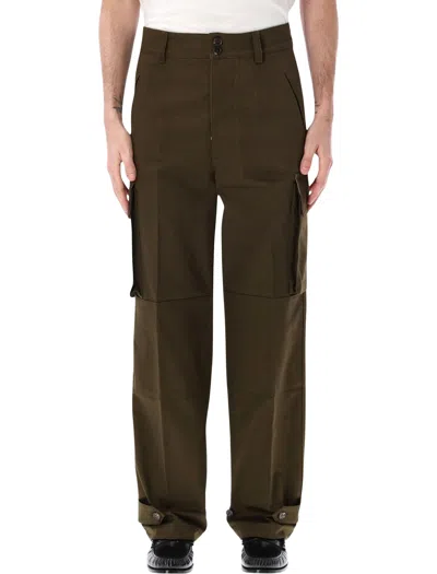 Valentino Garavani Cargo Trousers With Vlogo Signature In Brown