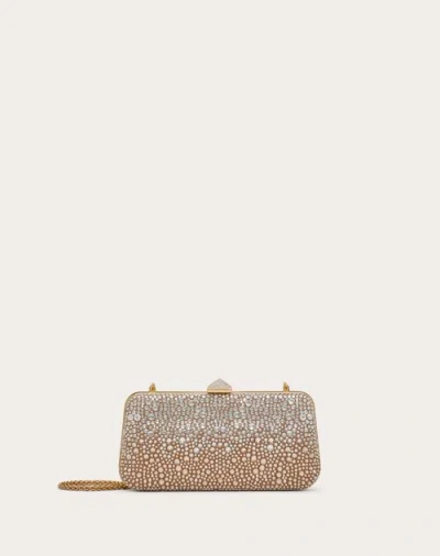 Valentino Garavani Crystal-embellished Minaudiere Clutch Bag In Beige/cristal
