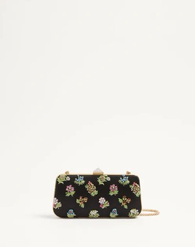 Valentino Garavani Carry Secrets Satin Minaudiere With Floral Embroidery Woman Beige Uni