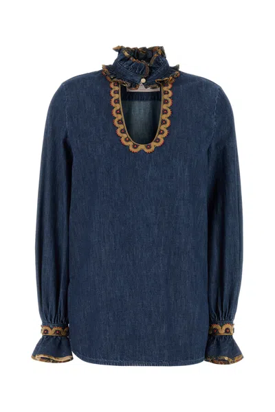 VALENTINO BLUSA IN CHAMBRAY DENIM DONNA