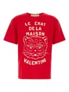 Valentino T-shirt With Chat De La Maison Print In Red