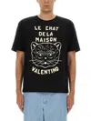 Valentino Black T-shirt With Le Chat De La Maison Print In Black