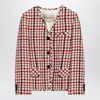 Valentino Check-pattern Jacket In Virgin Wool And Cotton In Red