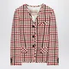 Valentino Check-pattern Jacket In Virgin Wool And Cotton In Red