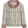 Valentino Check-pattern Tweed Jacket In Ivory/black