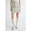 Valentino Garavani Check Sequin Tweed Miniskirt In White
