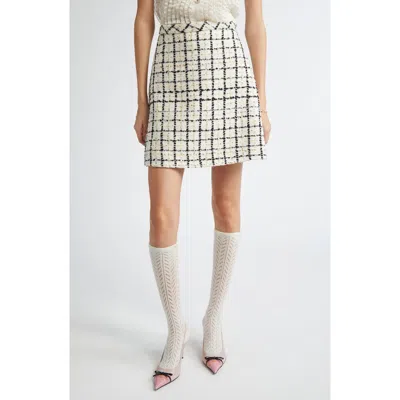 Valentino Garavani Check Sequin Tweed Miniskirt