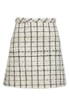 Valentino Check-pattern Tweed Mini Skirt In Ivory/black