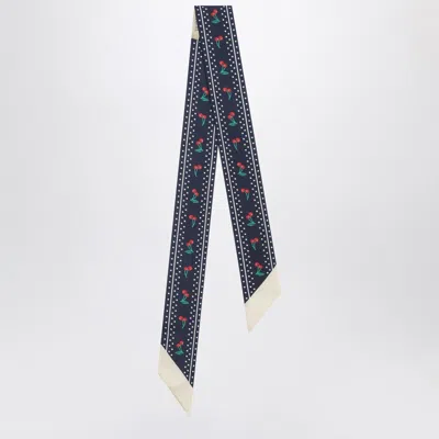 Valentino Garavani Cherryfic Bandeaux Scarf In Silk Women In Blue