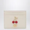 Valentino Cherry Motif Leather Cardholder Textured In Multi