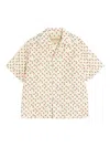 Valentino Cotton Poplin Bowling Shirt With Cherryfic Print In Neutral