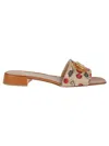 Valentino Garavani Women Embroidered Raffia Vlogo Signature Slippers In Multi