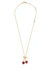 Valentino Garavani Red Necklace With Cherry-shaped Pendant And Vlogo Detail In Brass Woman In Gold