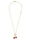 Valentino Garavani Red Necklace With Cherry-shaped Pendant And Vlogo Detail In Brass Woman In Gold