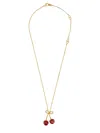 Valentino Garavani Red Necklace With Cherry-shaped Pendant And Vlogo Detail In Brass Woman In Gold