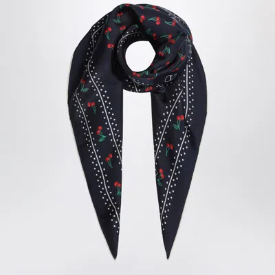 Valentino Garavani Cherryfic Scarf In Blue