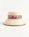 Valentino Garavani Cherryfic Straw Bucket Hat With Leather Trim And Cherryfic Ribbon Woman Natural/s In Neutral