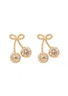 Valentino Womens Oro Crystal Cherryfic Metal And Swarovski Crystal Earrings In Gold