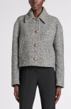 Valentino Tailored Peacoat Cropped Houndstooth Long Sleeves In Gray