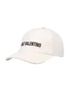 Valentino Garavani Ivory Cotton Baseball Cap With Adjustable Embroidered Logo In Beige