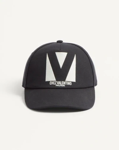 Valentino Garavani Cotton Baseball Cap With Embroidery And Curved Brim In Black