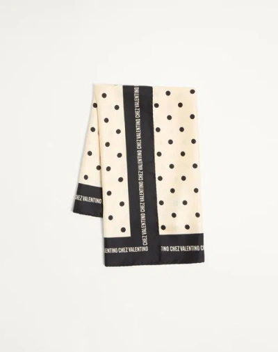 VALENTINO VALENTINO GARAVANI CHEZ SILK SCARF WOMAN BUTTER/BLACK UNI