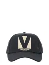 Valentino Garavani Black Baseball Cap With Butter Logo In Adjustable Cotton Women