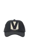 Valentino Garavani Black Baseball Cap With Butter Logo In Adjustable Cotton Women