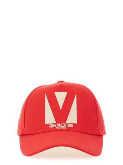 Valentino Garavani Chez Valentine Baseball Hat In Red