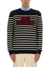 Valentino Garavani Crewneck Sweater With Bold Jacquard Motif In Black