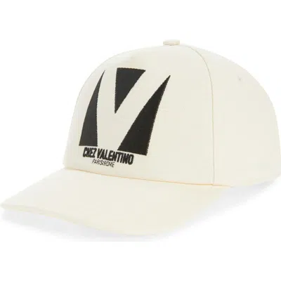 Valentino Garavani Chez Valentino Cotton Baseball Cap With Embroidery In Neutral