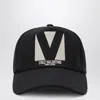 Valentino Garavani Black Baseball Cap With Butter Logo In Adjustable Cotton Women In Black