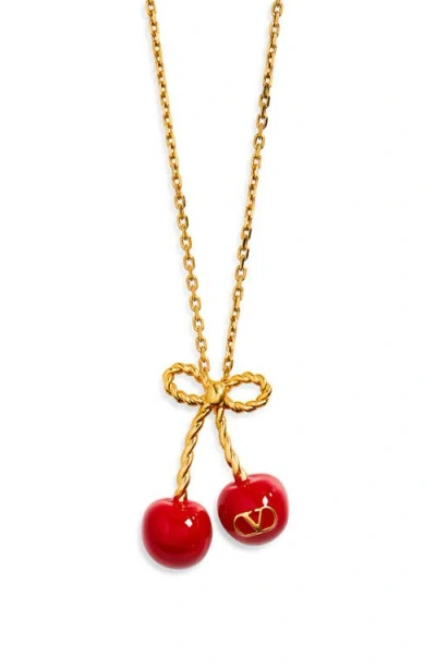 Valentino Garavani Chez Valentino Cherryfic Pendant Necklace In Multi