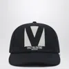 Valentino Garavani Black Hat With Logo On The Front In Cotton Man In Black