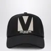 Valentino Garavani Black Baseball Cap With Butter Logo In Adjustable Cotton Women