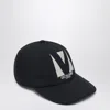 Valentino Garavani Black Hat With Logo On The Front In Cotton Man In Black