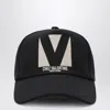 Valentino Garavani Black Baseball Cap With Butter Logo In Adjustable Cotton Women In Black