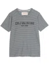 Valentino White Roundneck Striped T-shirt In Blue