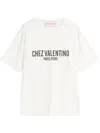 Valentino Cotton Slogan Print Drop Shoulder T-shirt In White
