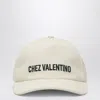 Valentino Ivory Cotton Baseball Cap With Adjustable Embroidered Logo In White