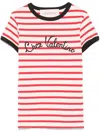 Valentino Women Ivory Striped Jersey Embroidered T-shirt