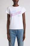 Valentino Womens Bianco Text-print Round-neck Cotton T-shirt In White