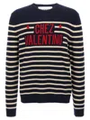 Valentino Garavani Crewneck Sweater With Bold Jacquard Motif In Black