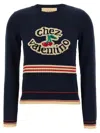 Valentino Cotton Sweater Crew Neck Long Sleeves In Blue