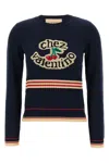 Valentino 'atelier Crew Neck Knitwear With Ribbed Hem And Cuffs' In Blue